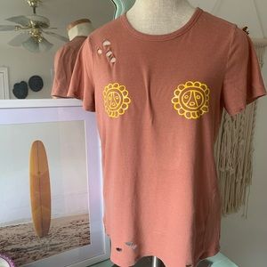 Taino sun t shirt. Handmade and intentionally distressed.